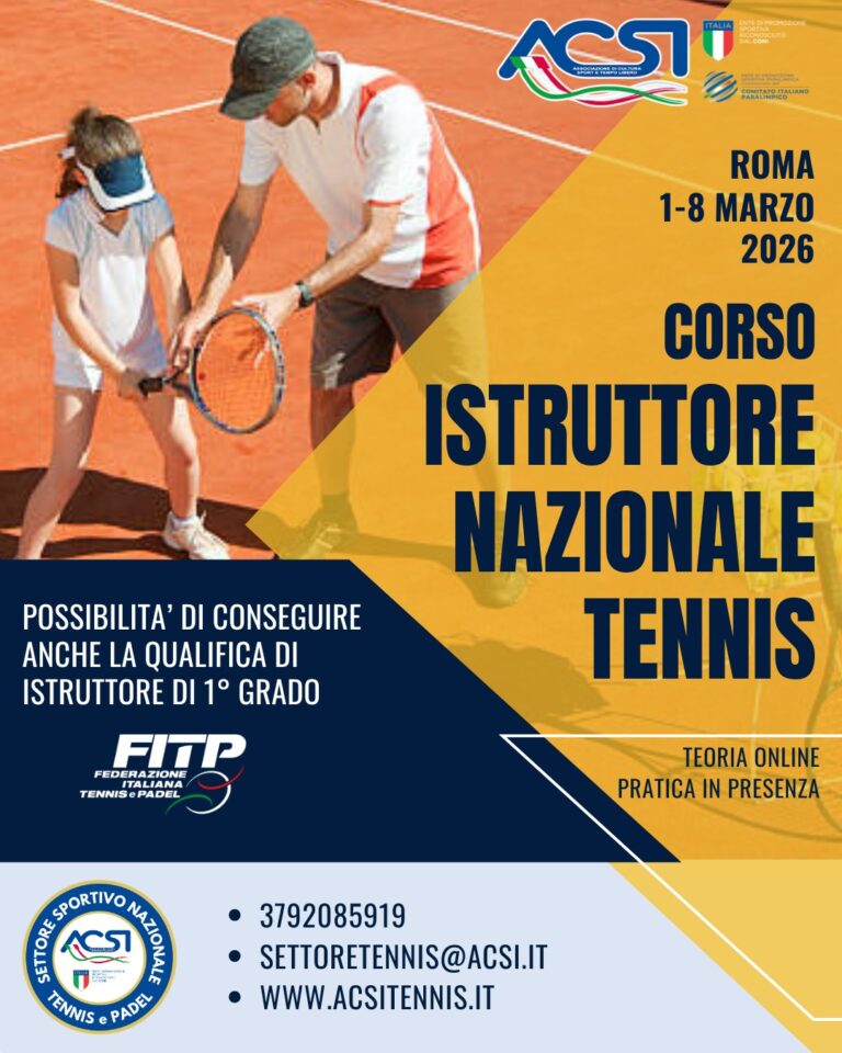 Corso istruttore di tennis 2026